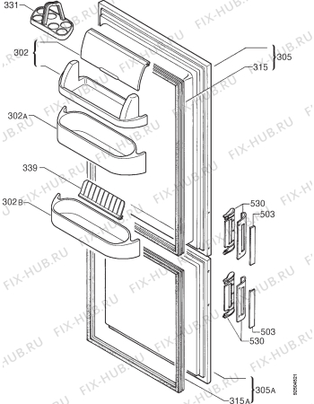 Взрыв-схема холодильника Electrolux ER8129B - Схема узла Door 003